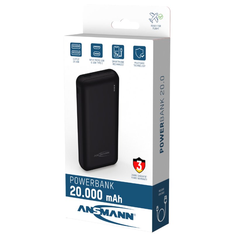 ANSMANN Powerbank PB212, 30.000 mAh, zwart