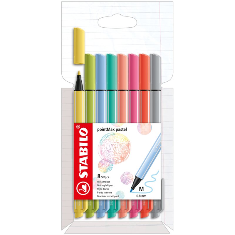 STABILO puntmalen pointMax, couleurs pastel, 8 pièces