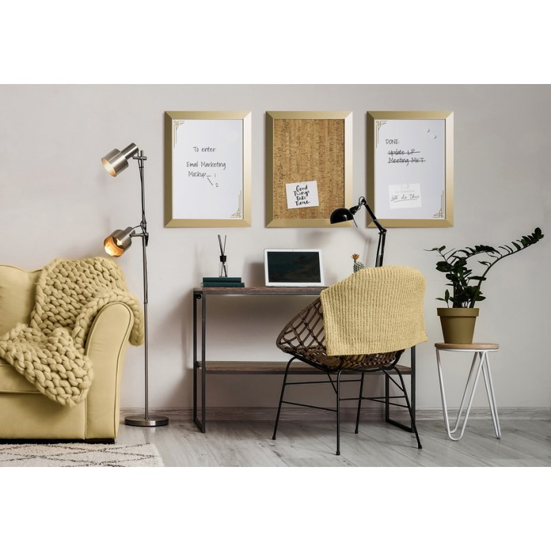 Bi-Office Design tableau blanc Kamashi, 600 × 450 mm, bordure dorée
