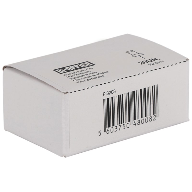 Bi-Office prikbordnaalden Earth dennenhout, 230 mm, rvs pin, 20 stuks