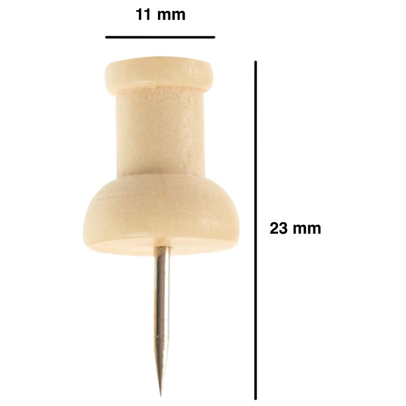 Bi-Office prikbordnaalden Earth dennenhout, 230 mm, rvs pin, 20 stuks