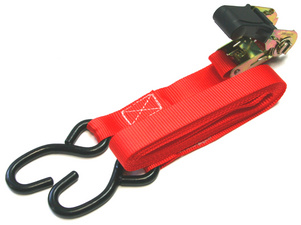 IWH spanband met ratel en haken, 25 mm × 5 m, rood