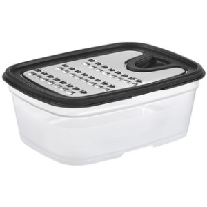 GastroMax rasp met opvangbak, transparant/zwart, rvs kling