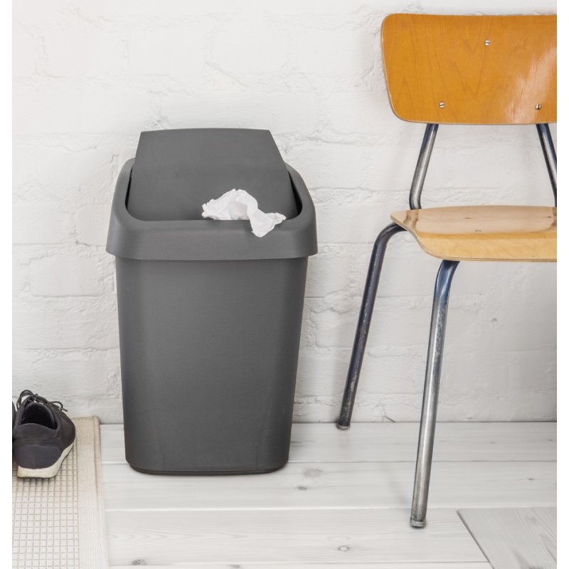 Orthex poubelle avec couvercle à charnière, 50 litres, gris foncé, PP