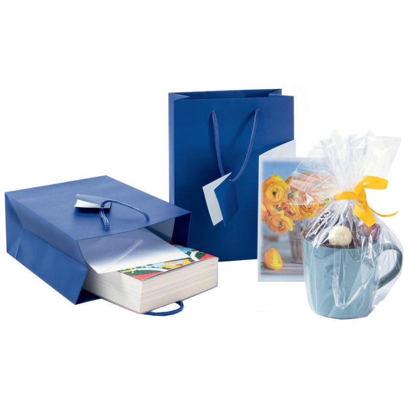 Sigel sac cadeau avec vernis mat, taille S, bleu outremer, 170×90×230 mm