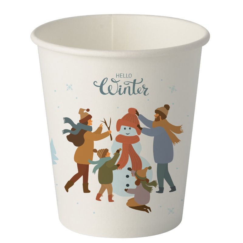 PAPSTAR gobelets en carton Hello Winter, imprimé blanc, revêtement PLA, 0,2 l, 50 pièces