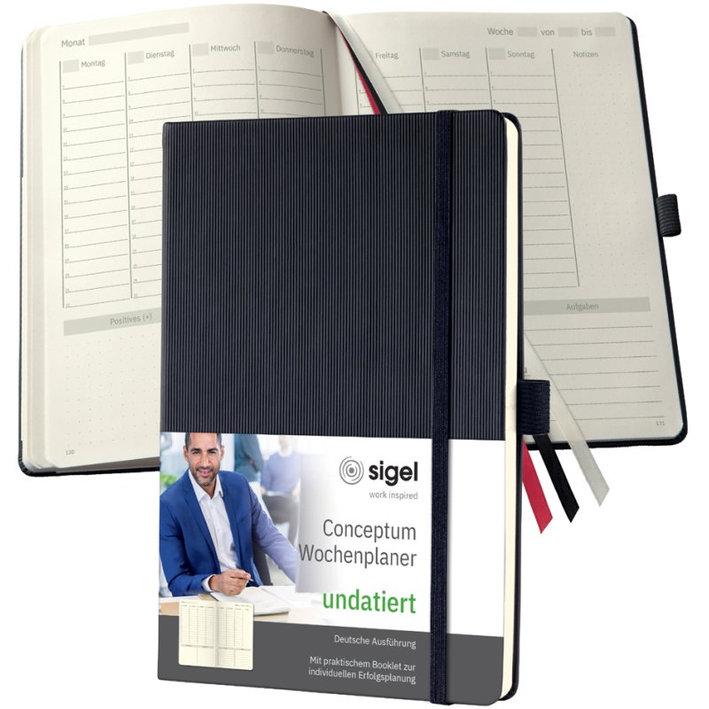 sigel eeuwigdurende agenda Conceptum, zwart, A5, 192 pagina's