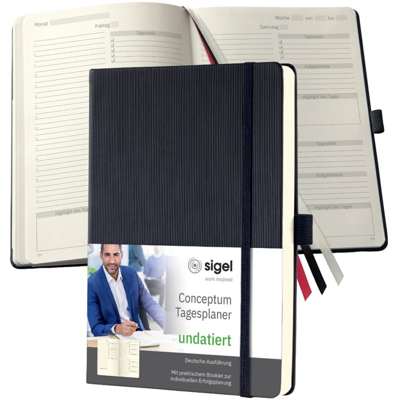 sigel eeuwigdurende agenda Conceptum, zwart, A5, 192 pagina's