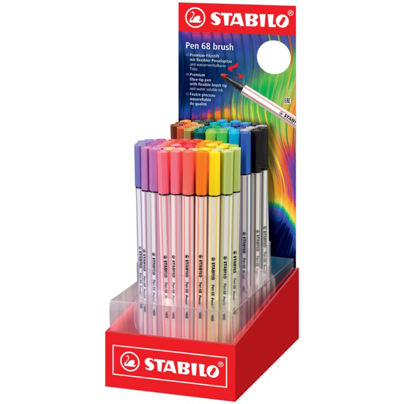 STABILO Pen 68 ARTY brush pens, flexible brush tip, pack of 80