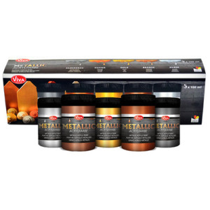 Viva Decor acrylverf set Metallic, 5-delig, 5 × 100 ml