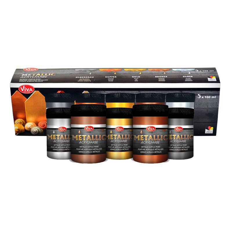 Viva Decor set peinture acrylique Metallic, 5 pièces, 5 × 100 ml