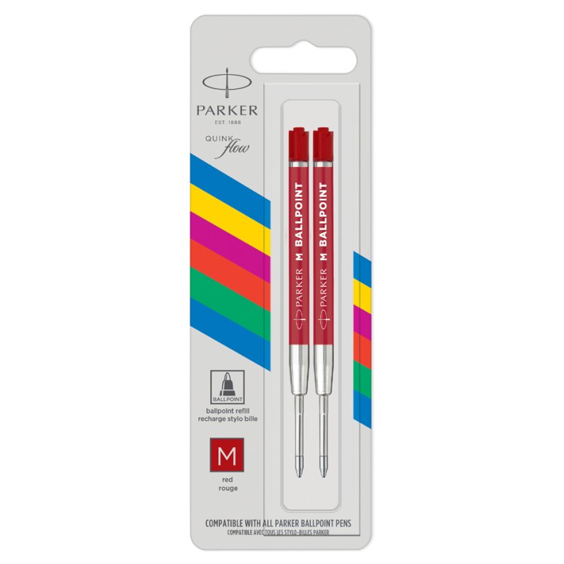 PARKER ballpoint pen refills QuinkFlow Basic, black, M, 2 pieces