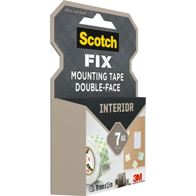Scotch ruban de montage double face, 19 mm × 1,5 m, jusqu'à 7 kg