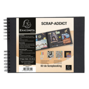 EXACOMPTA scrapbookingset SCRAP ADDICT, lichtbruin, 70 pagina's