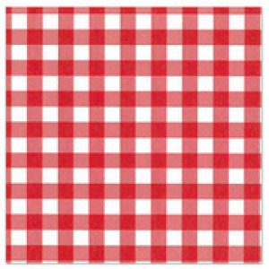 PAPSTAR servetten vichy ruit rood-wit 330x330mm