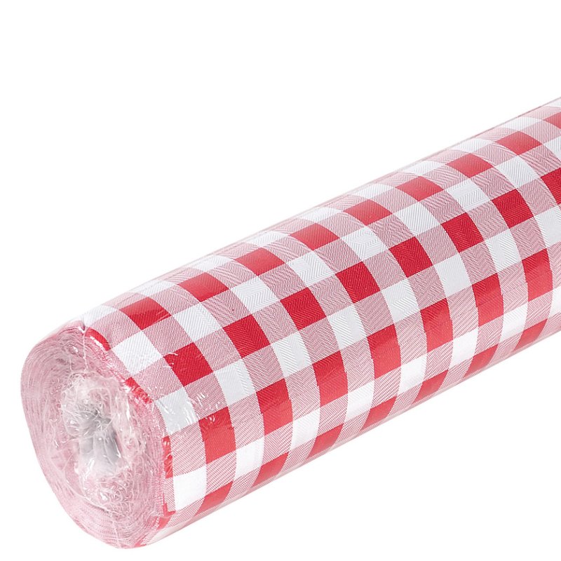 PROnappe nappe damassée Vichy carreaux, rouge/blanc, 118×1000 cm