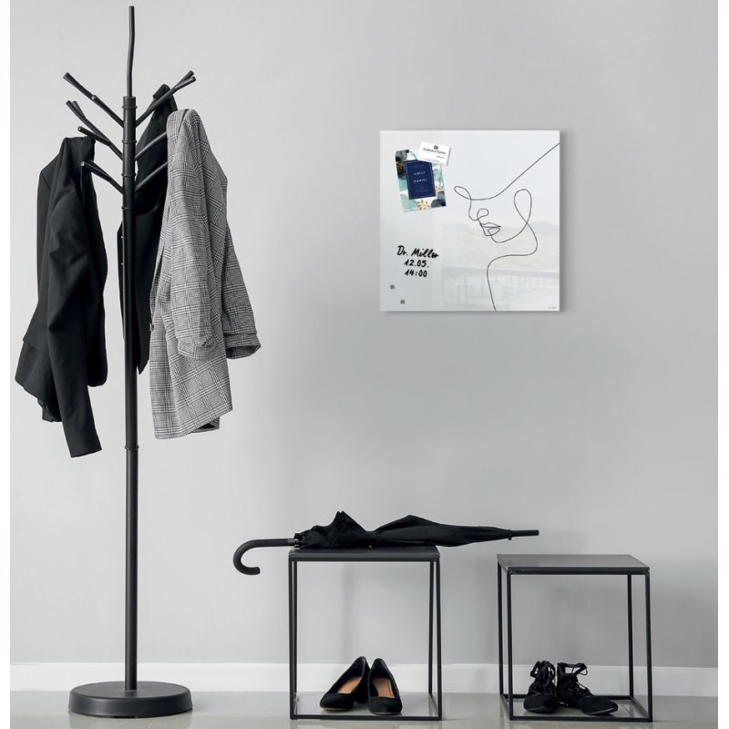 Sigel tableau magnétique en verre artverum Line Art, 480×480 mm, blanc
