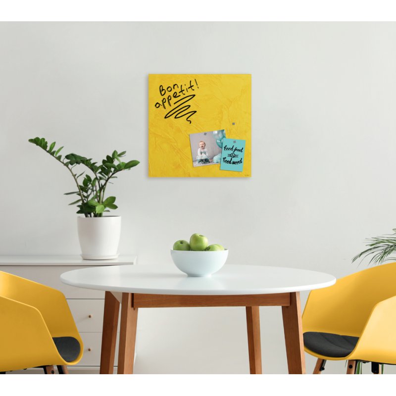 Sigel tableau magnétique en verre artverum Yellow Structure, 480×480 mm, jaune