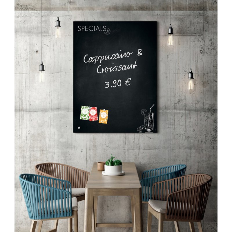 sigel glasmagneetbord artverum Happy Hour GL276, zwart leisteenlook, 900 mm
