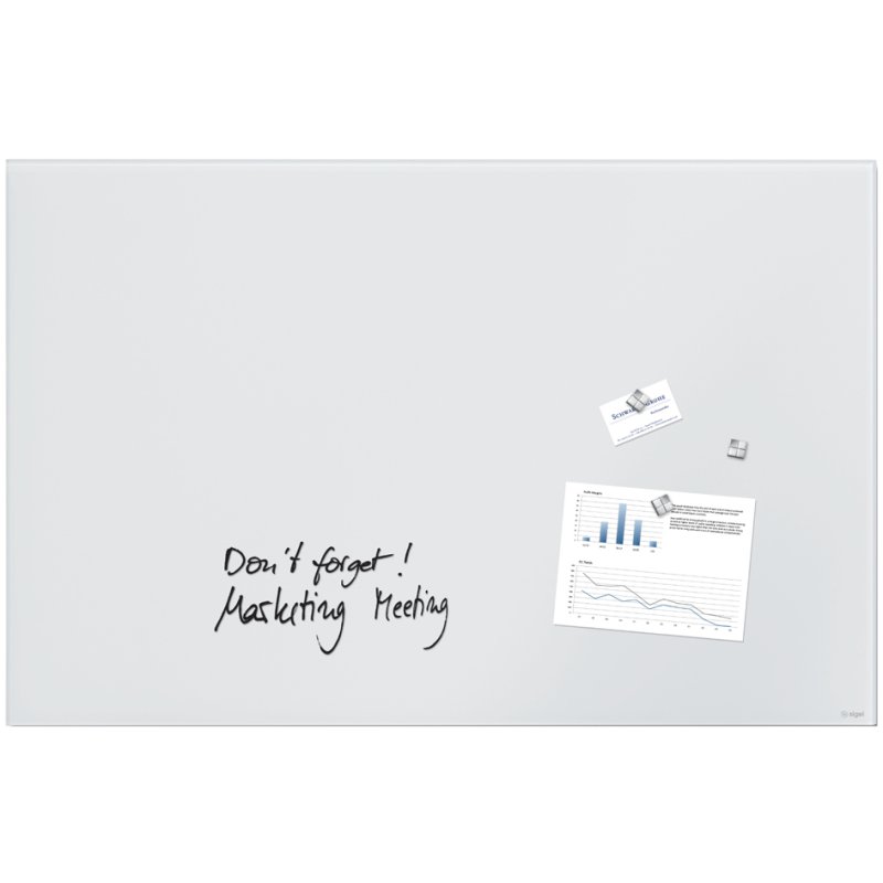Sigel tableau magnétique en verre artverum, blanc pur, 910×460 mm