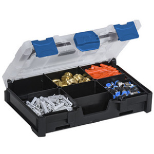 allit Minibox EuroPlus MetaBox 63, zwart/blauw, 6 vakken, 250×167×63 mm
