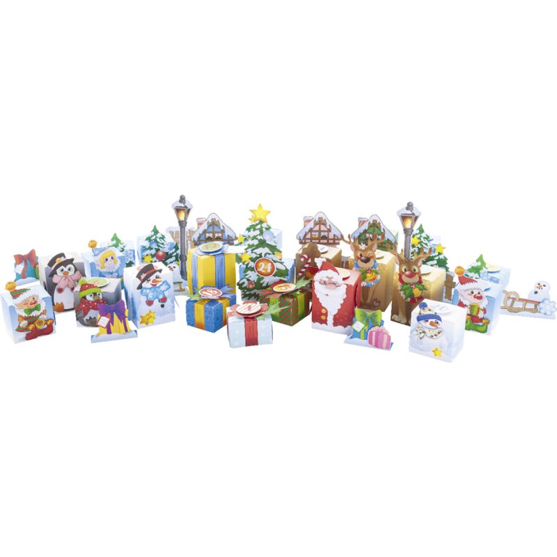 folia adventskalender winterlandschap, 25 vakken, 24 geschenkdoosjes, 200 3D kleefpads