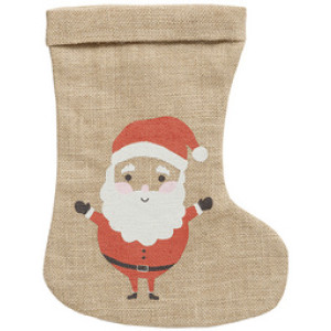 folia juten schoenenzak Kerstlaarzen, natuurkleur met opdruk, kerstlaars vorm