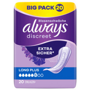 always discreet incontinentie-inleggers Long Plus Big Pack, extra lang, 20 stuks