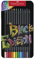 Faber-Castell driehoekige kleurpotloden Black Edition, 12 stuks, metalen etui
