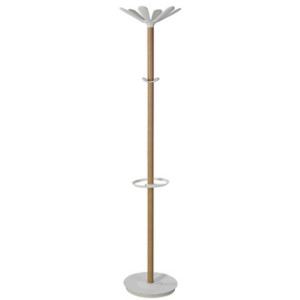 ALBA kapstok NAHOW, 175 cm hoog, beuken/wit, met schirmstandaard