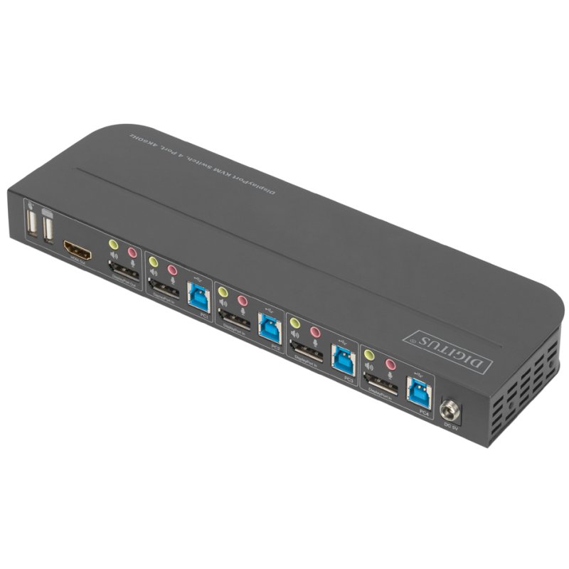 DIGITUS KVM switch 4-port, audio inputs/outputs