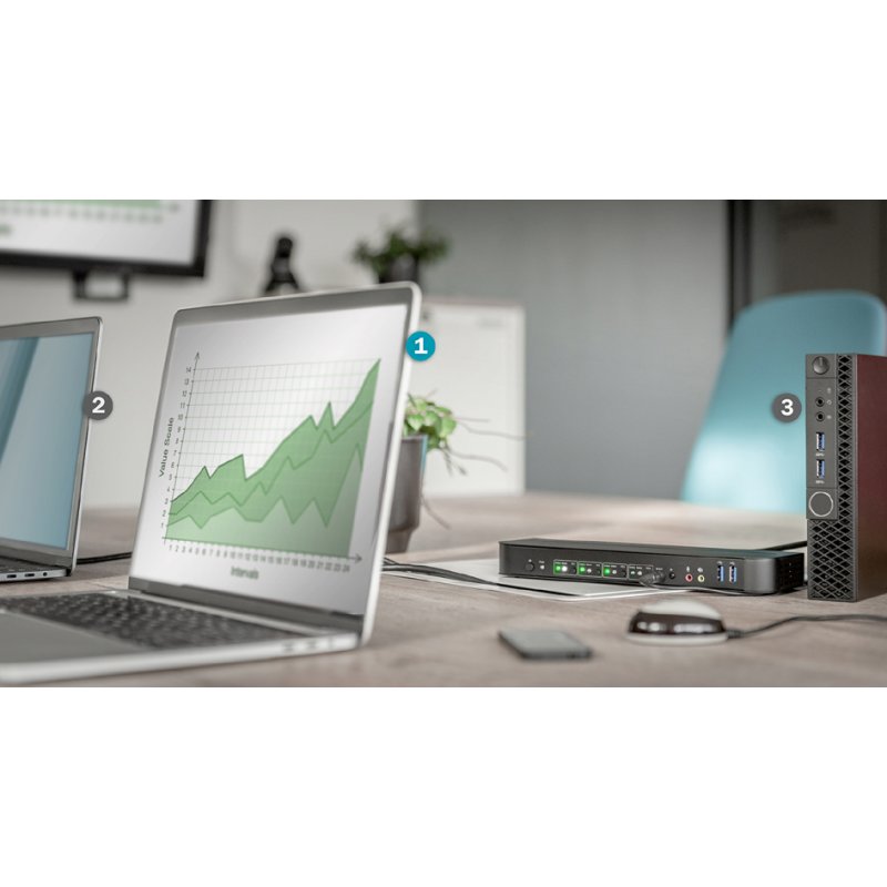 DIGITUS KVM switch 4-port, audio inputs/outputs