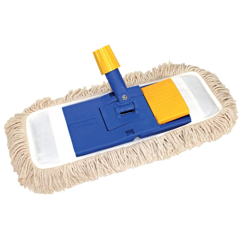 Peggy Perfect dweilmop professioneel, blauw/geel, vochtige vloerreiniging, 385×125 mm