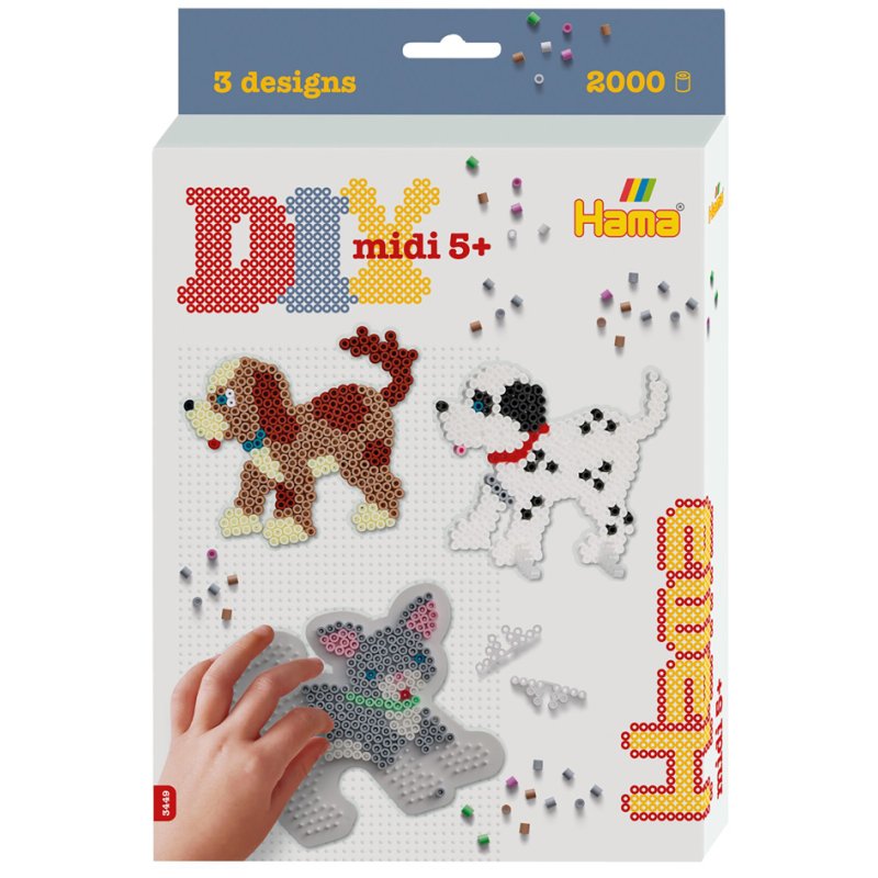 Hama perles à repasser midi Chiens et chat, emballage cadeau, 5,0 mm, 2000 pièces
