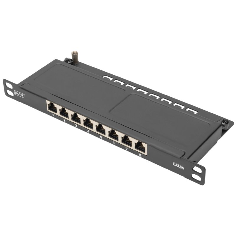 DIGITUS panneau de brassage Cat.6A 10", blindé, 8 ports, noir