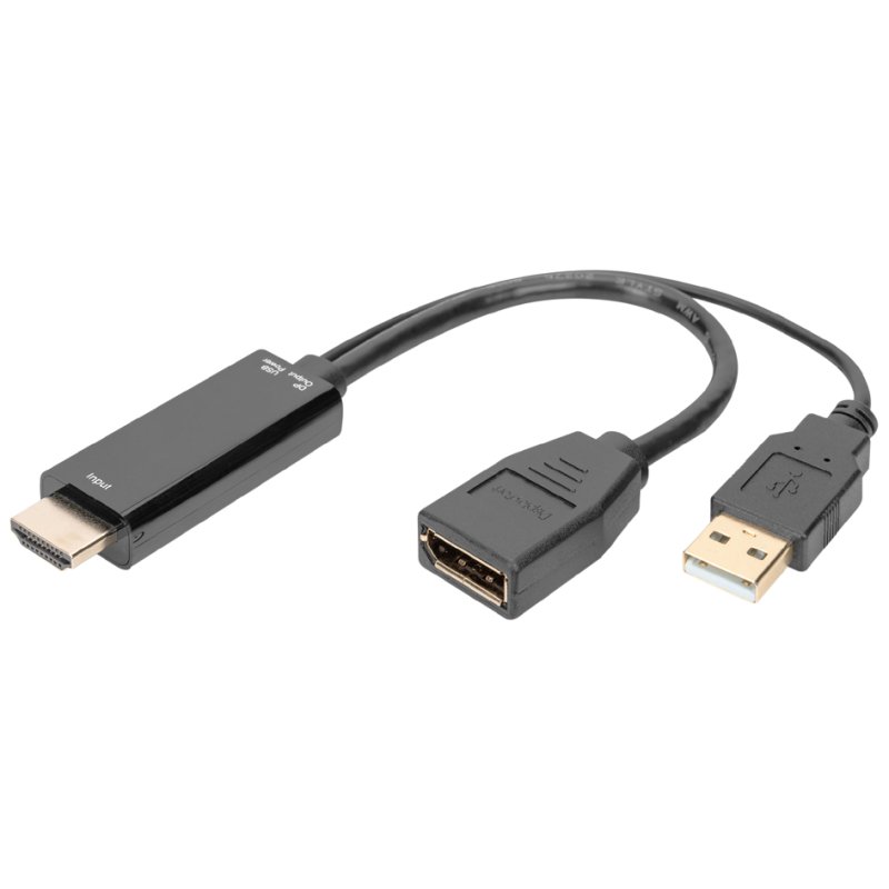 DIGITUS 4K HDMI naar DisplayPort adapter, zwart, 0,2 m