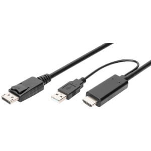 DIGITUS 4K HDMI naar DisplayPort adapterkabel, zwart, 2 meter
