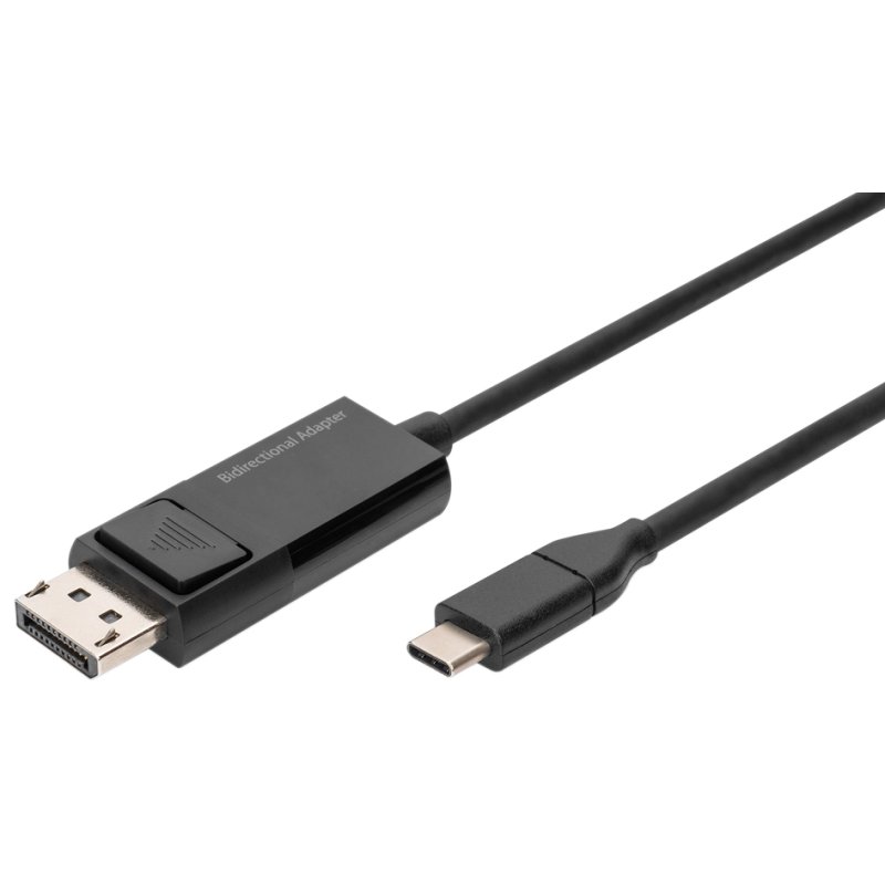 DIGITUS Câble adaptateur USB-C vers DisplayPort, bidirectionnel, noir, 2 m