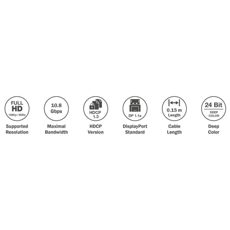 DIGITUS DisplayPort naar DVI adapter, actief, zwart, 0,15 m