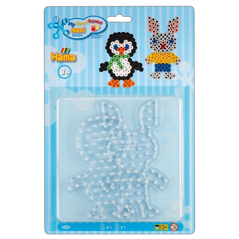 Hama strijkkralen plaat pinguïn konijn, maxi, 2 stuks