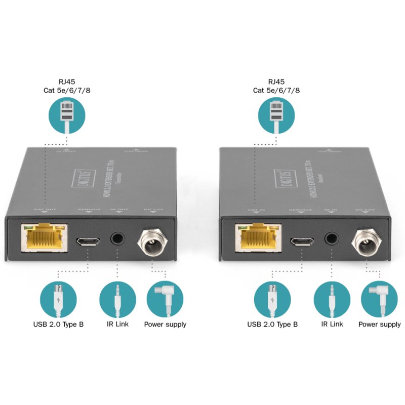DIGITUS HDMI extender set, 4K/60Hz, 70 m, black