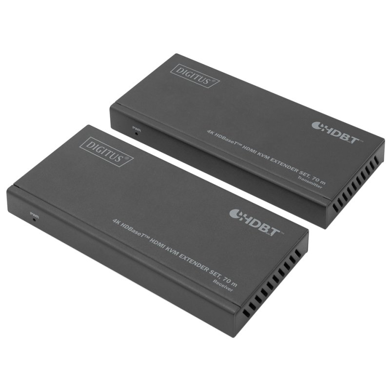 DIGITUS 4K HDBaseT HDMI KVM verlengset, 70 m, zwart