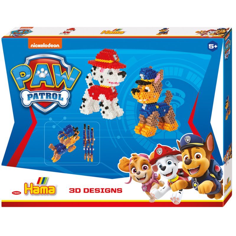 Hama Perles à repasser midi 3D Paw Patrol, emballage cadeau, 4000 pièces