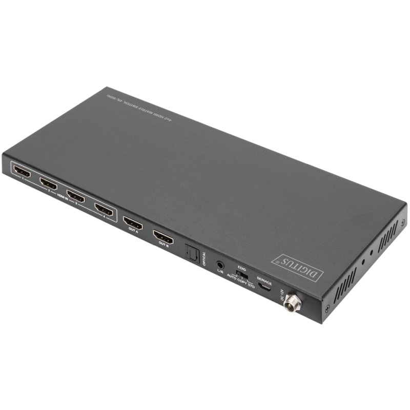 DIGITUS 4×2 HDMI matrix switch, 4K/60Hz, zwart