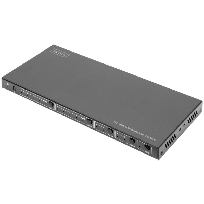 DIGITUS Commutateur matrice HDMI 4×2, 4K/60Hz, noir