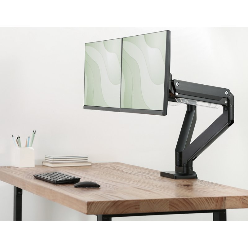 DIGITUS universele dual monitorarm, klembevestiging, zwart, 17-35 inch
