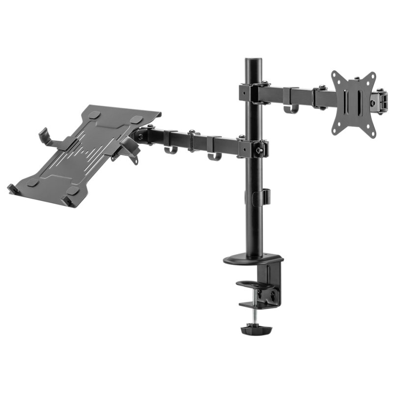 DIGITUS universele monitorarm met laptophouder, zwart, 17-32 inch