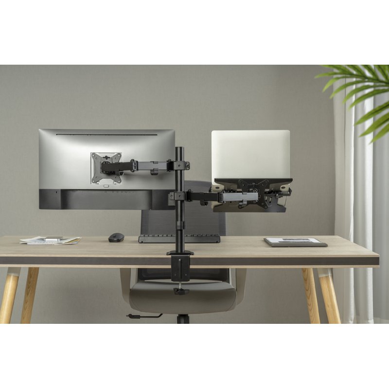 DIGITUS universele monitorarm met laptophouder, zwart, 17-32 inch
