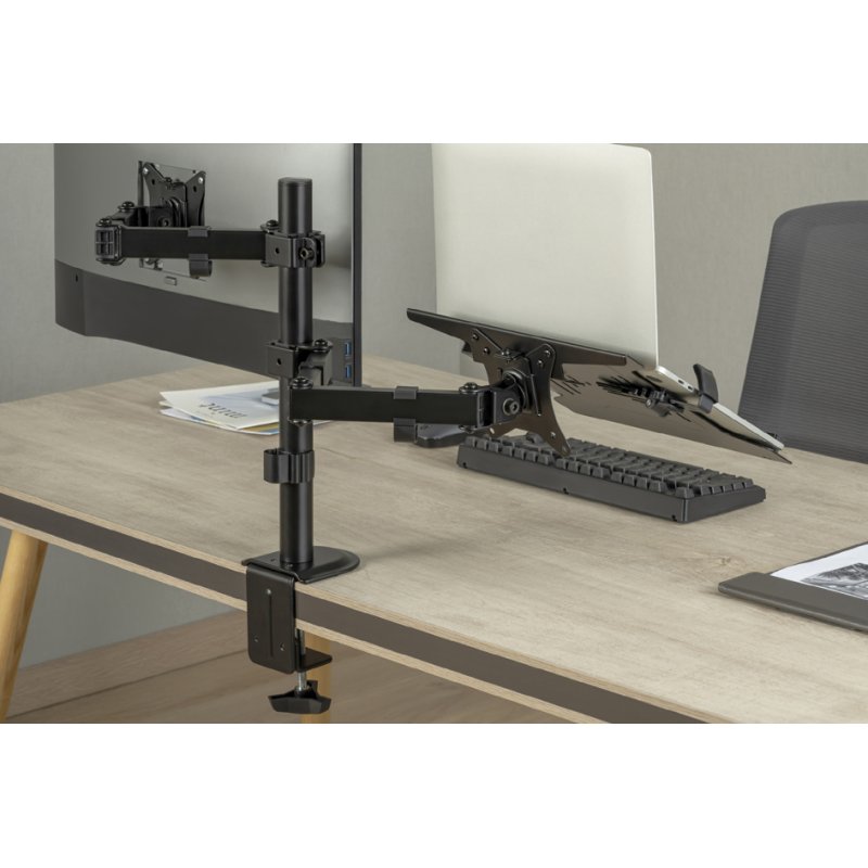 DIGITUS universele monitorarm met laptophouder, zwart, 17-32 inch