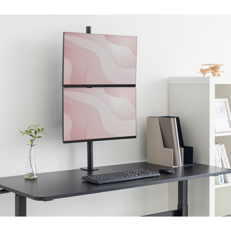 DIGITUS dual monitorarm verticaal, zwart, 2 monitoren tot 32 inch